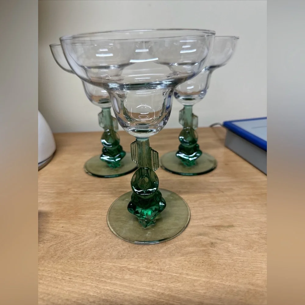 Margarita glasses Cristal D’arques Borracho siesta Green Saquaro cactus set of 3